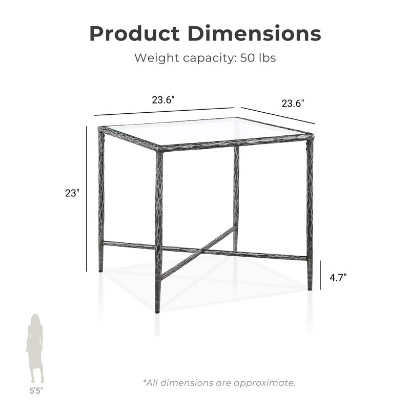 Lalia 2-Piece Modern X-Brace End Table Set, Matte Gray