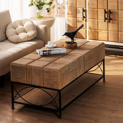 Zylyn Coffee Table, Rectangle Coffee Table With A Bottom Shelf, Modern Coffee Table by Loon Peak
