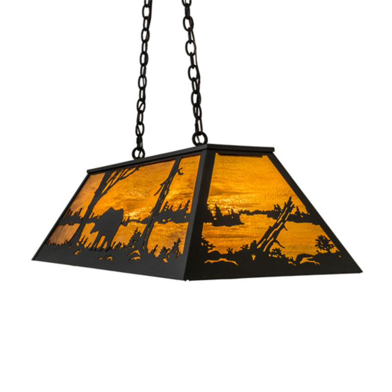 Luminaire suspendu pour table de billard en bronze à 6 lumières Jaemi