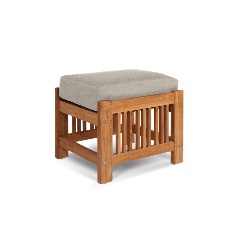 Summer Set Outdoor Teak Ottoman with Sunbrella Cushion, Sunbrella® Cast Silver