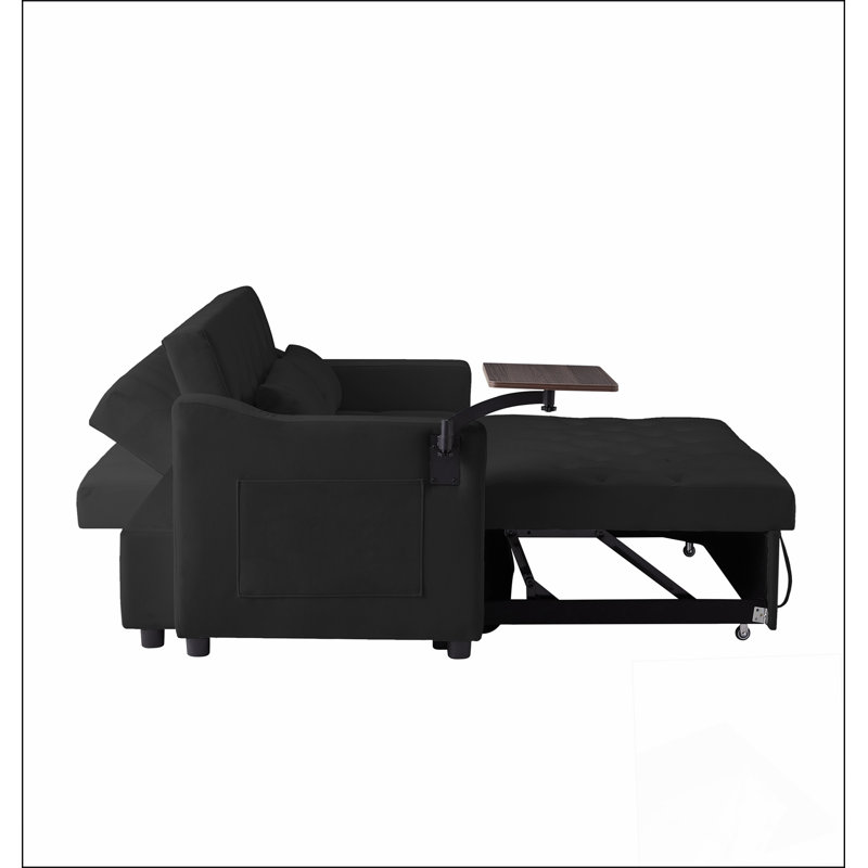 Lit de canapé en velours noir