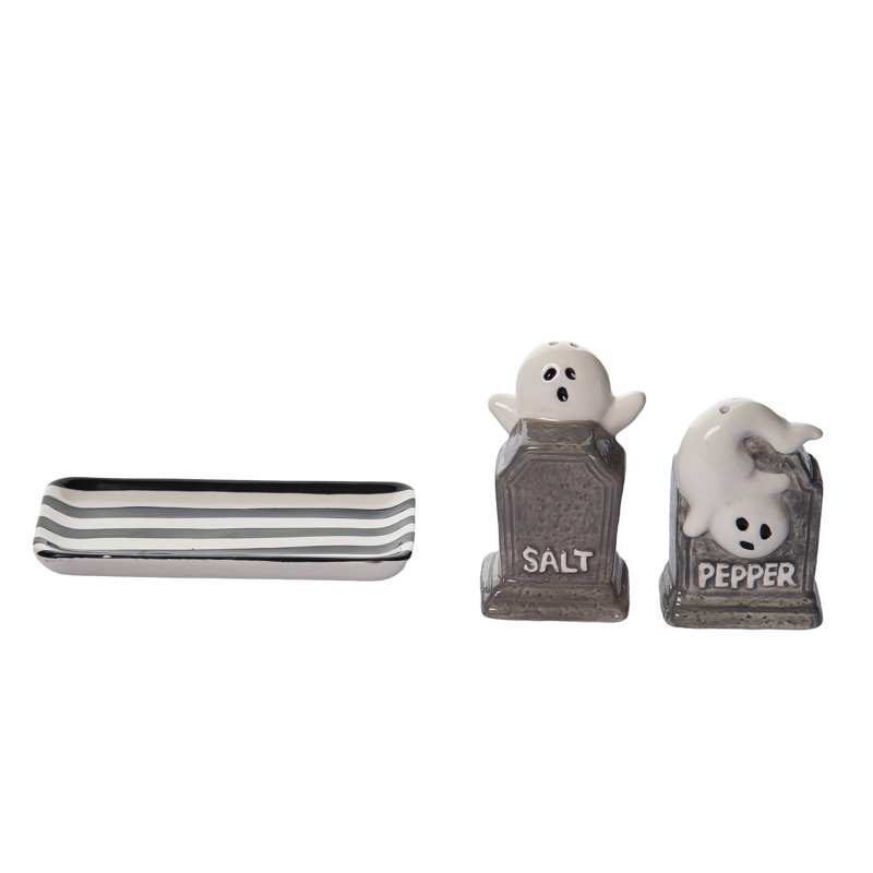 Ensemble de 3 assiettes à sel et poivre multicolores 4,85 po Transpac Dolomite Halloween