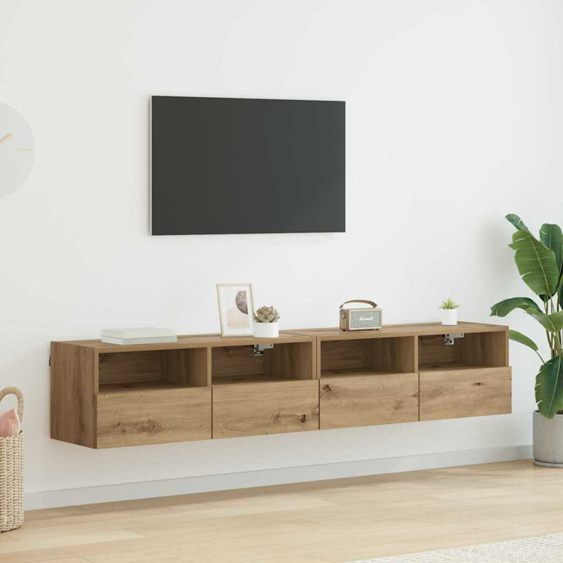 TV Stand, 30cm H x 80cm L x 30cm W, Artisan Oak