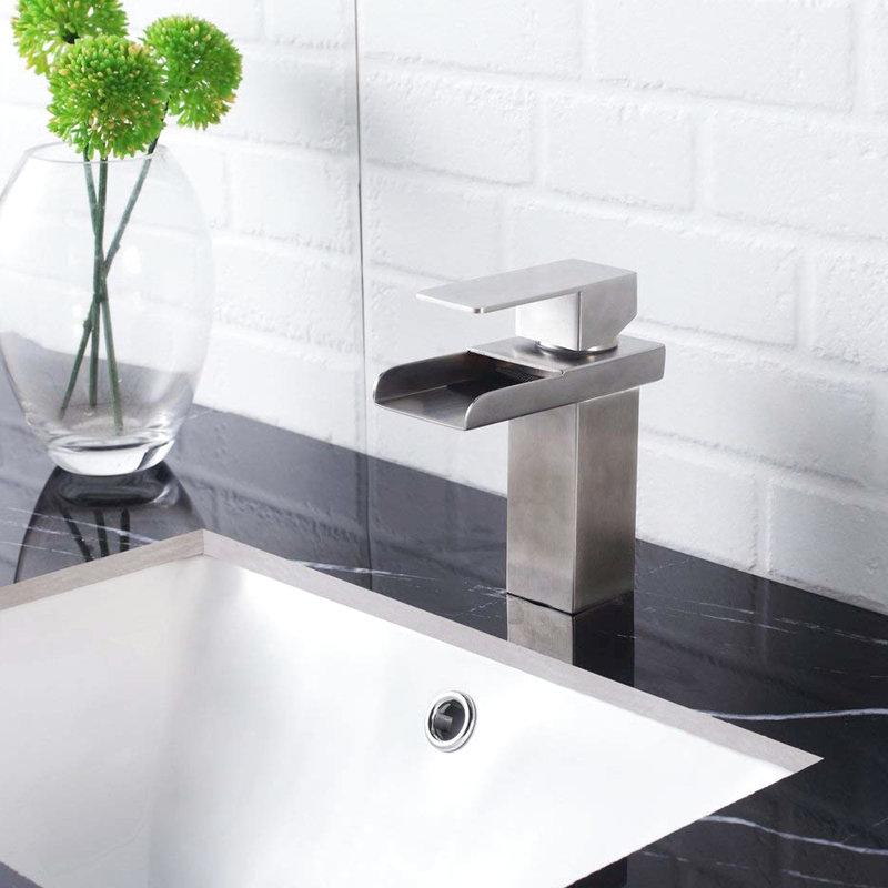 Brushed Nickel Bathroom Faucet - Single Hole, Stain- Finish Nickel, Ideal For Modern Bathrooms