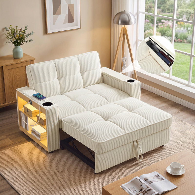Upholstered Chaise Lounge, Beige