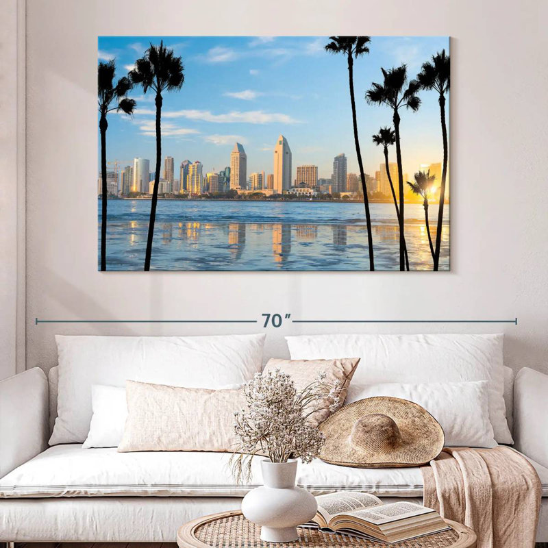 Silhouette du centre-ville de Sireci, San Diego, H 34 po x l 51 po