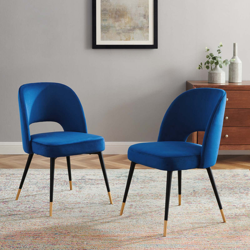 Rouse Performance Velvet Dining Side Chair, Navy, 2