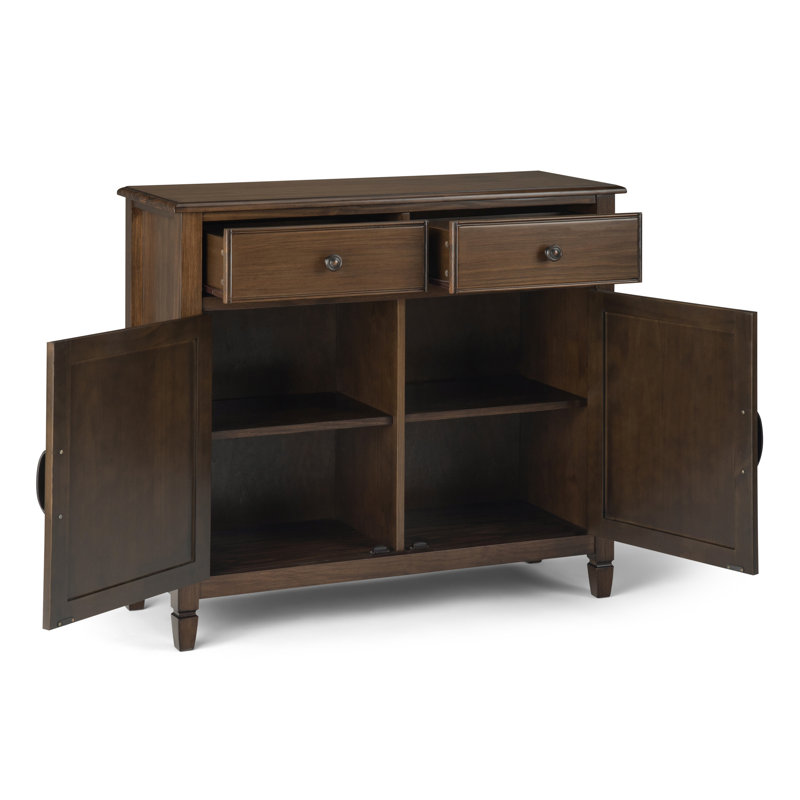 Connaught 40"W Solid Wood 2-Shelf Entryway Storage Cabinet with 2 Storage Drawers, Rustic Natural Aged Brown