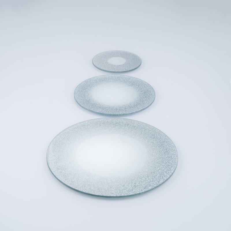 Glass Decorative Plate 1, Silver, 0.4cm H x 15cm W x 15cm D
