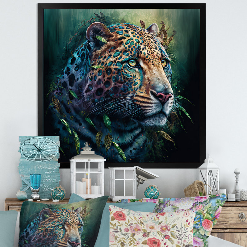 «Jungle Leopard In The Wild», reproduction sur toile, H 24 po x l 24 po x P 1 po, Impression noire sur toile encadrée