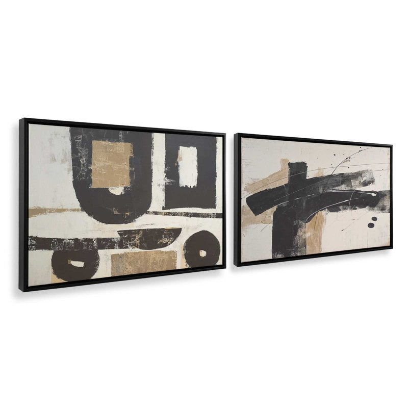 Ensemble de 2 impressions «Crossing Shadows», Cadre flottant noir satiné, 30 po x 20 po