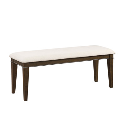 Banc rembourré en tissu beige brun foncé de 48 pouces pour un mobilier de salle à manger élégant et persistant