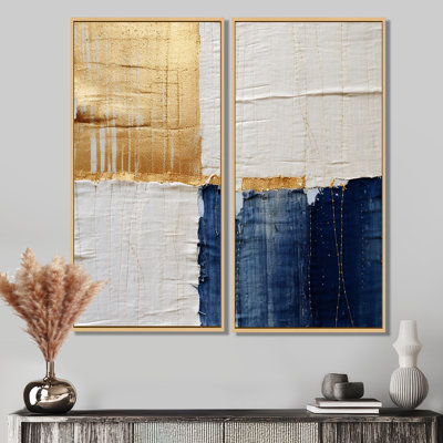 A Touch Of Gold And Kings Blue - Abstract Painting Wall Art