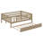 Full Size Daybed With Trundle, Wood Kids Platform Bed Frame With Fence Guardrails, No Box Spring Needed-1704377302