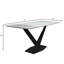 Table de salle à manger moderne Kivah, table de cuisine rectangulaire en pierre frittée avec double base en acier inoxydable brossé, mobilier de salle à manger et de conférence contemporain-668832954-629503935