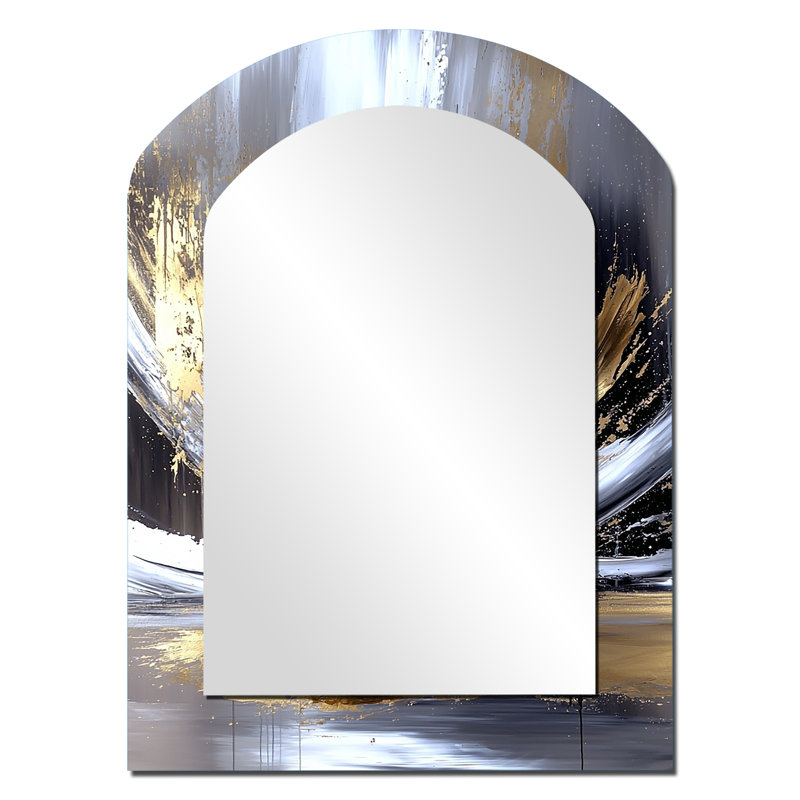 «Gold Sturdy Guardians» avec miroir gris II, 34 po x 25 po
