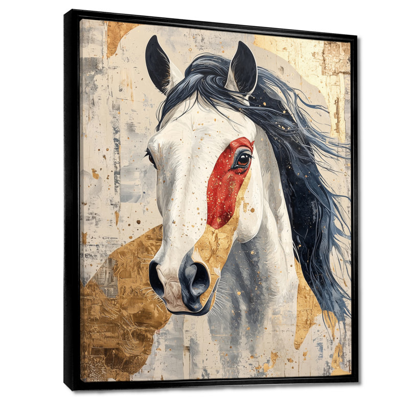 «Markez Native Horse Freedom Unbridled I», art mural grand cheval, H 32 po x l 16 po, Impression encadrée flottante, Noir