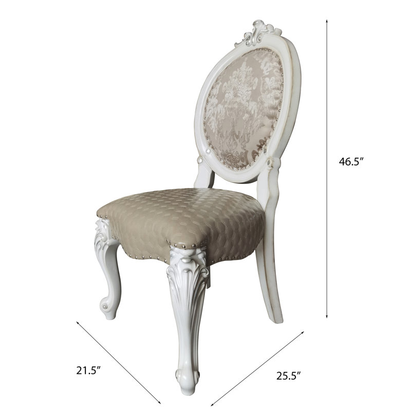 Ensemble de 2 chaises d'appoint Calvert en bois composite blanc et os avec garniture cloutée