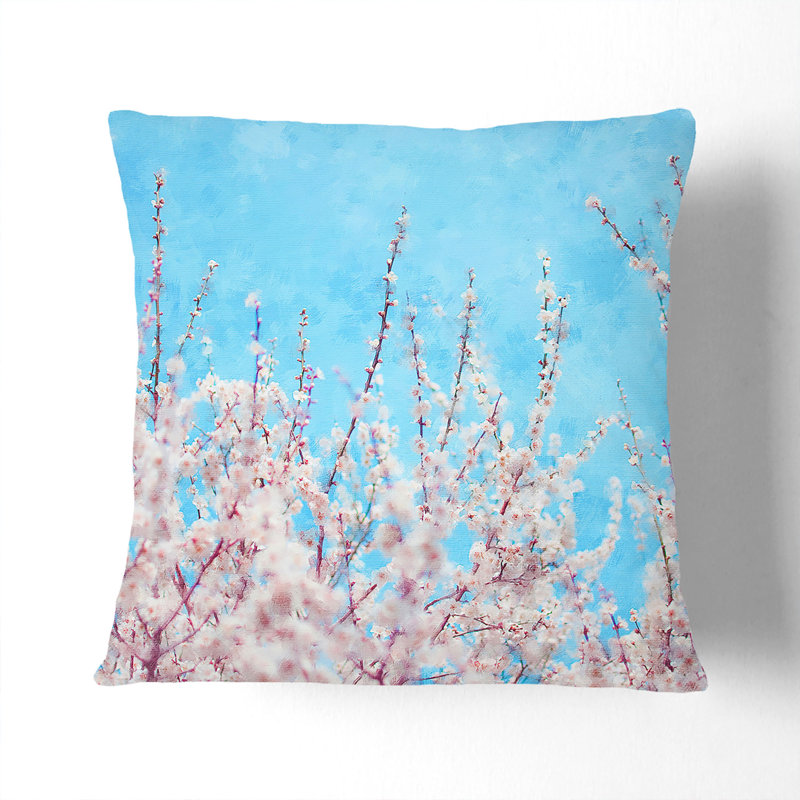 Top of the Blossom Tree Cushion with Filling, 40cm H x 40cm W x 15cm D, Black