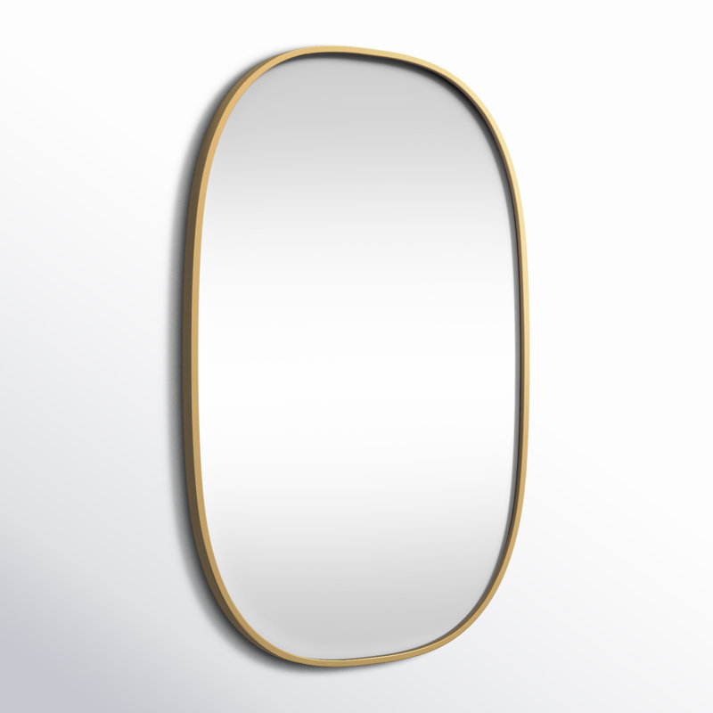 Sabine Metal Curved Oval Wall Mirror, Brass, 36" x 24"