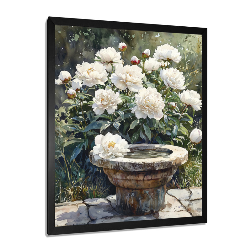 Bashford - impressions murales florales, Noir, noir, noir, noir, Reproduction encadrée d'une seule photo, H 20 po x l 12 po