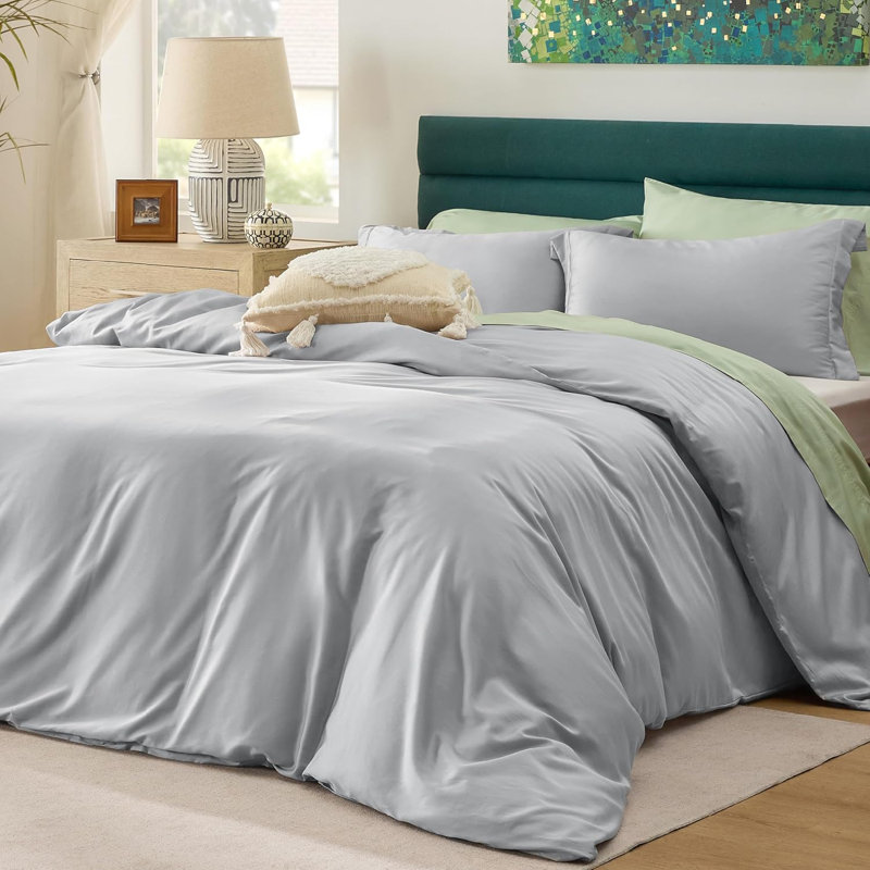 Bedsure Cotton Duvet Cover Set, Queen Duvet Cover + 2 Shams, Beige