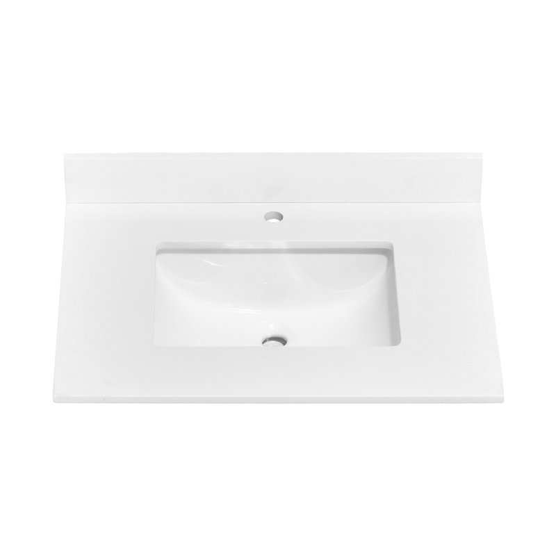 Plateau de meuble-lavabo simple 30 po en pierre de quartz avec lavabo - pour remplacement de meuble-lavabo, sans armoire
