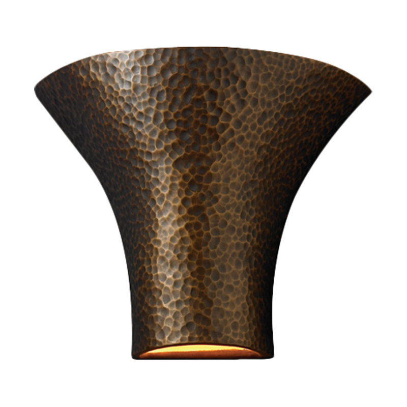 Armance Ceramic Wall Sconce, Hammered Brass