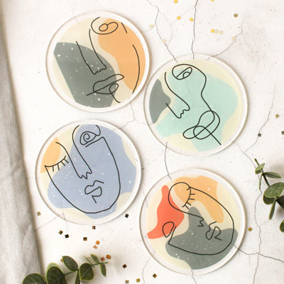 Acrylic Round 4 Piece Coaster Set