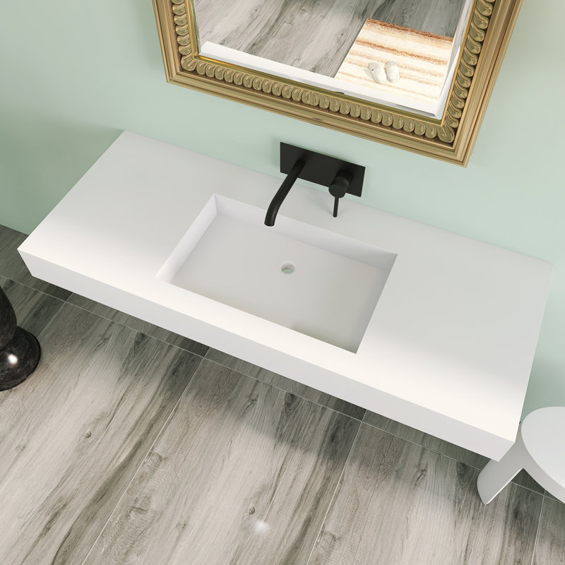 47''wall Mount Bathroom Sink Solid Surface Basin 
