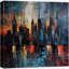 «Moody Abstract City Buildings Reflection Dark Modern Art», reproduction d'art sur toile encadrée-107907200-107907201