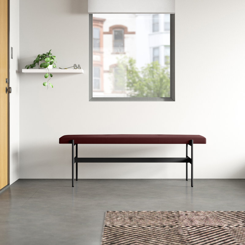 Daybench Genuine Leather Upholstered Bench, Putty, Oxblood, 17" H x 55" W x 14" D