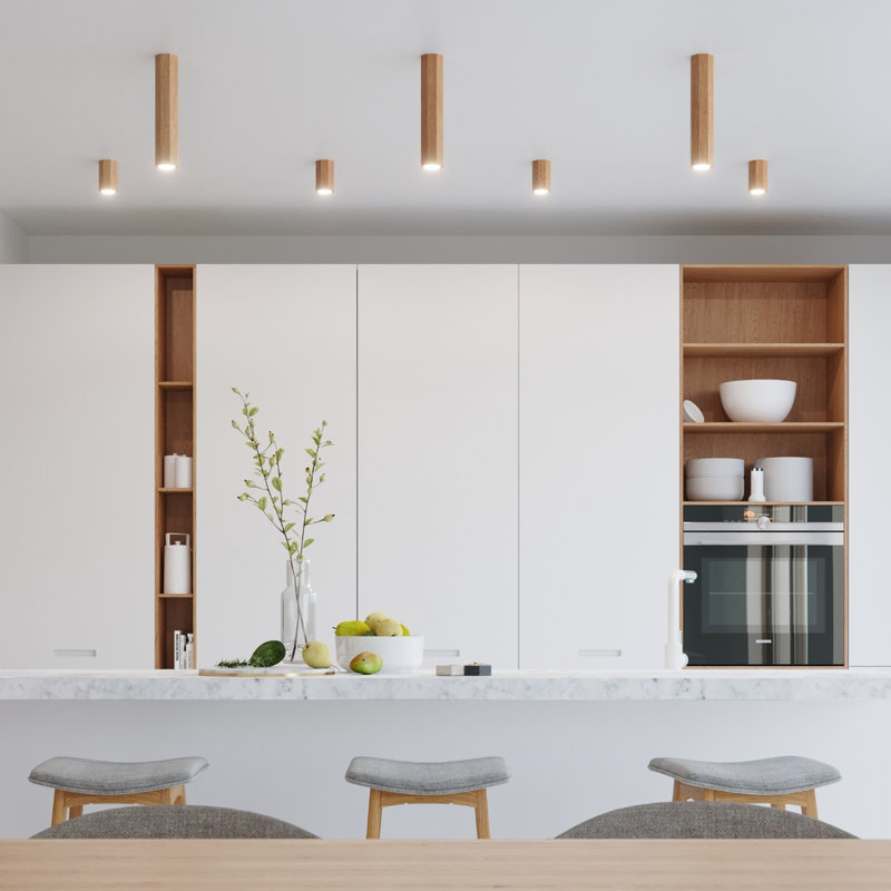 Solid Wood Flush Mount, 30x5x20 cm, 2 Lights
