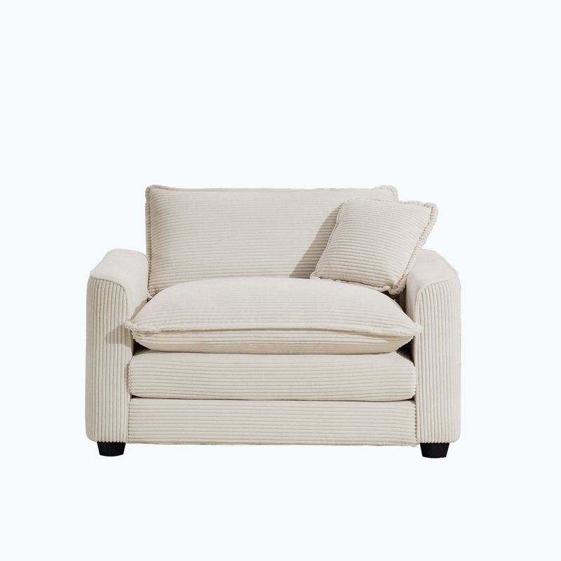 Fauteuil, Velours côtelé beige