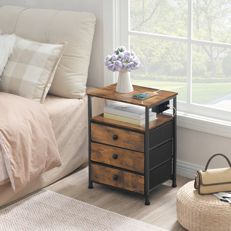39cm W Metal Bedside Table