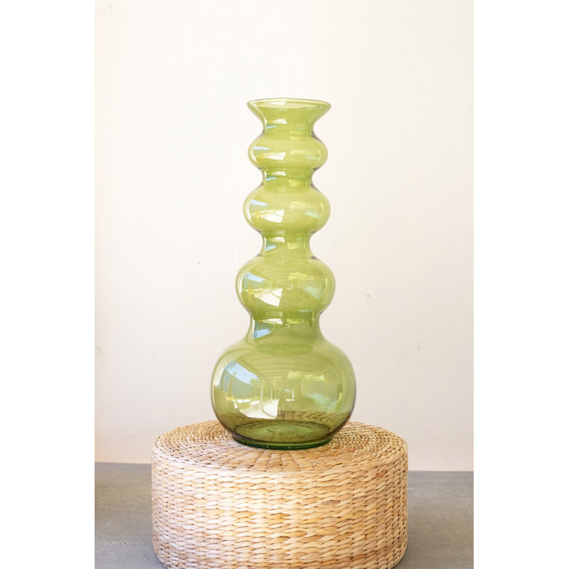 LARGE GLASS BUBBLE VASE - GREEN