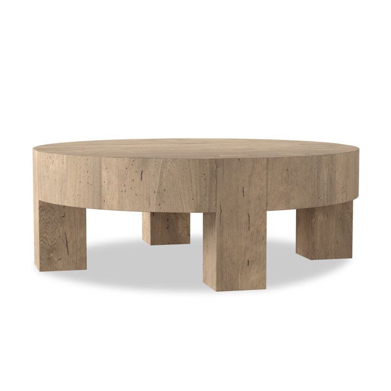 Table basse Abasso - Chêne rustique en bois d'absinthe, H 15 po x l 55 po x P 55 po
