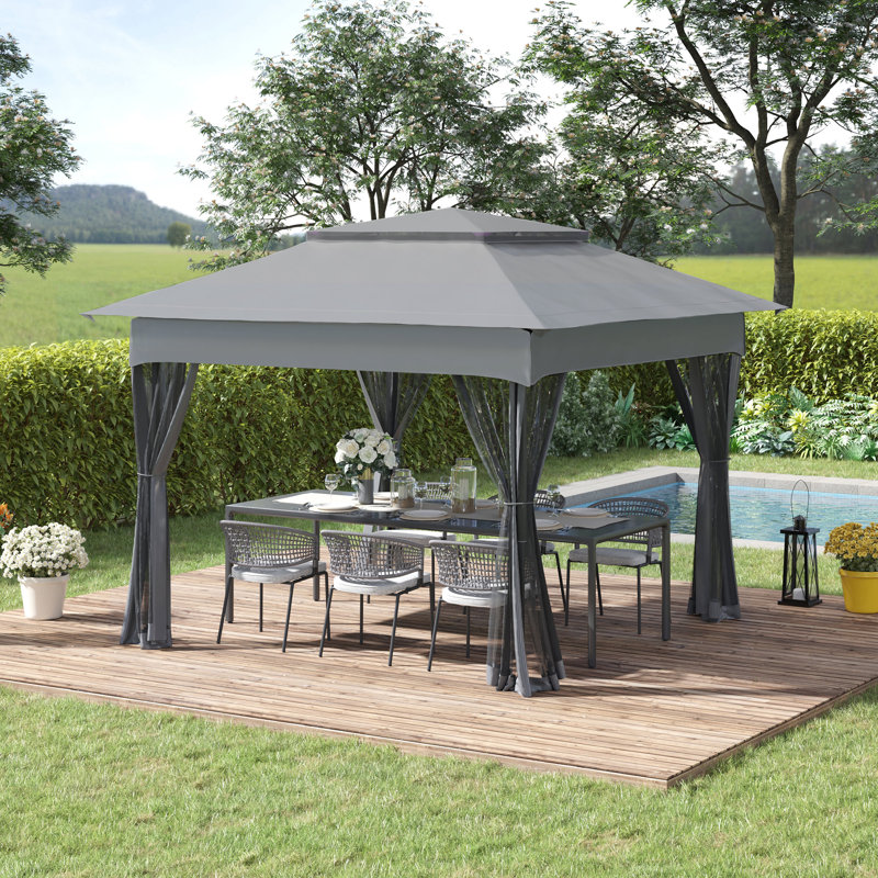 11 Ft. W x 11 Ft. D Steel Patio Gazebo, Dark Gray