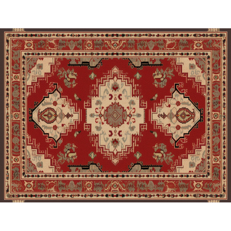Machine Printed Duvet Cover, Twin Duvet Cover, Red/Beige Oushak