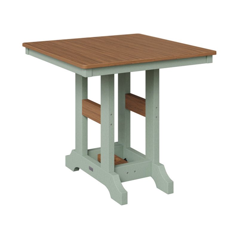 Berlin Gardens Garden Classic 33″ Square Counter Height Dining Table, Antique Mahogany, Seafoam, 35.5" H x 33" W x 33" D