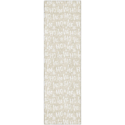 Premium Machine Washable Dockside AMF1814 HoHoHo Snowy Christmas Rug
