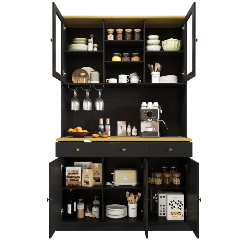 Kitchen Pantry, Black, Gold