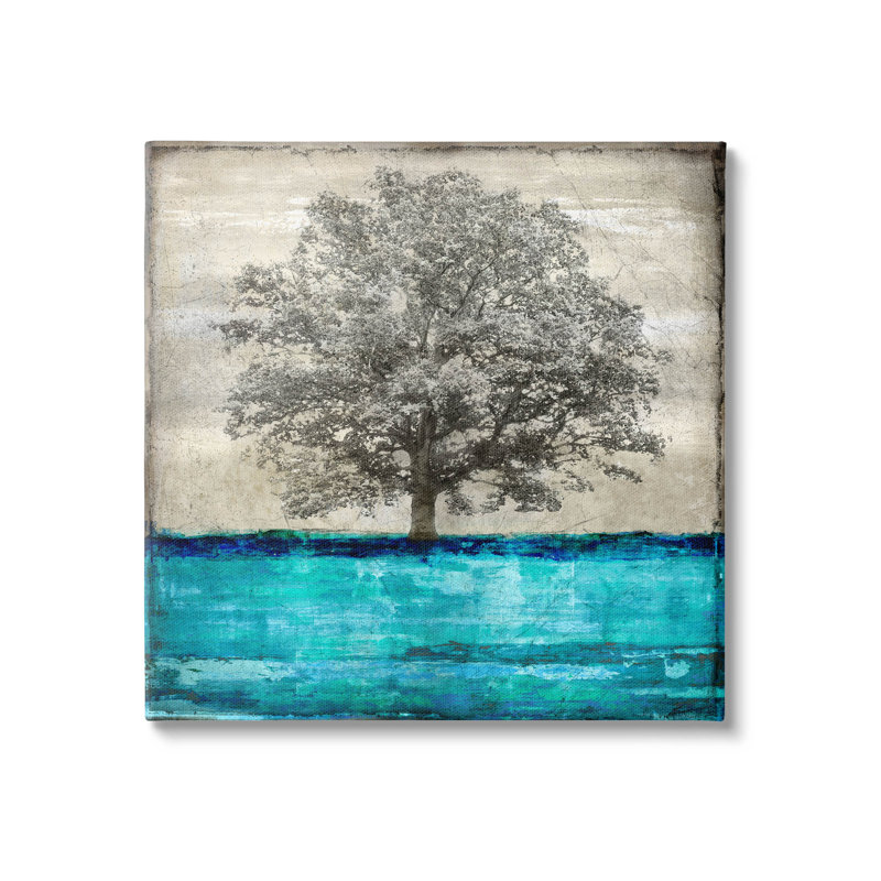 Art mural moderne sur toile, "Modern Turquoise Tree" par Eric Turner, H 17 po x l 17 po x P 1,5 po