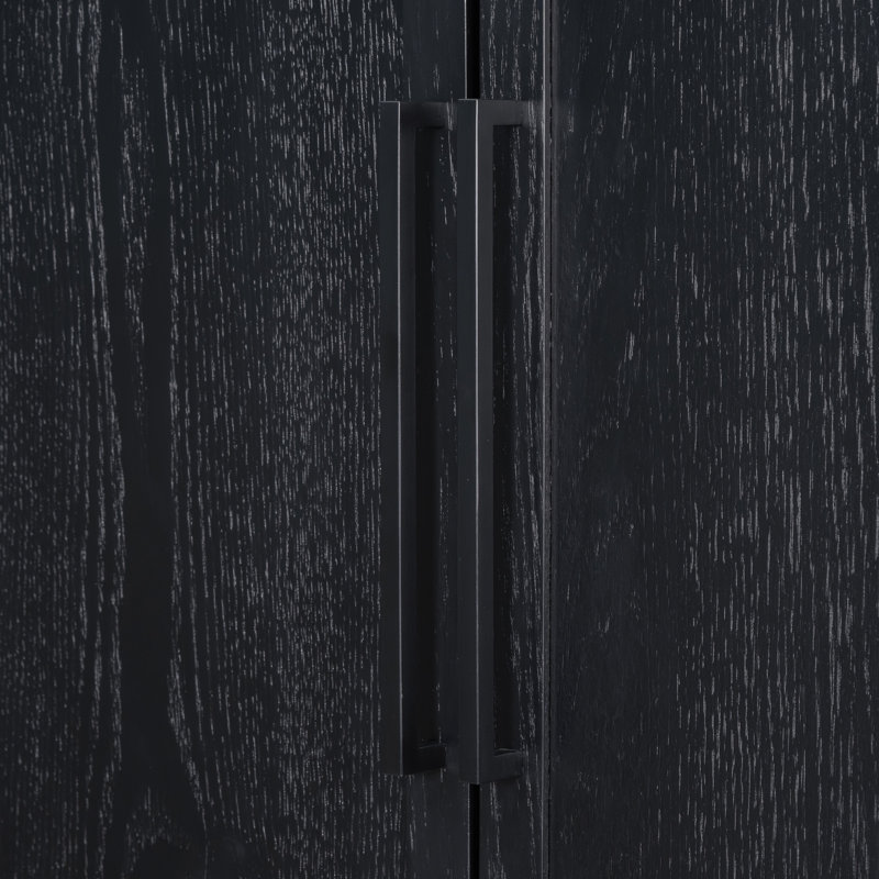 Sophisticated Oak Veneer Cabinet With Multiple Storage Functions, Black
