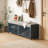 Shoe Bench With Storage And Cushion, Distressed Shutter Storage Bench With Retro Charm For Living Room, Entryway (Navy)-1993464486