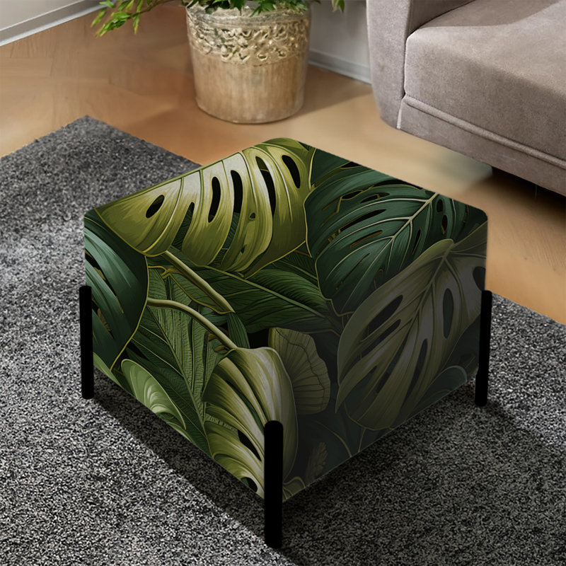 Monstera Mirage - motif tropical - repose-pieds carré tropical