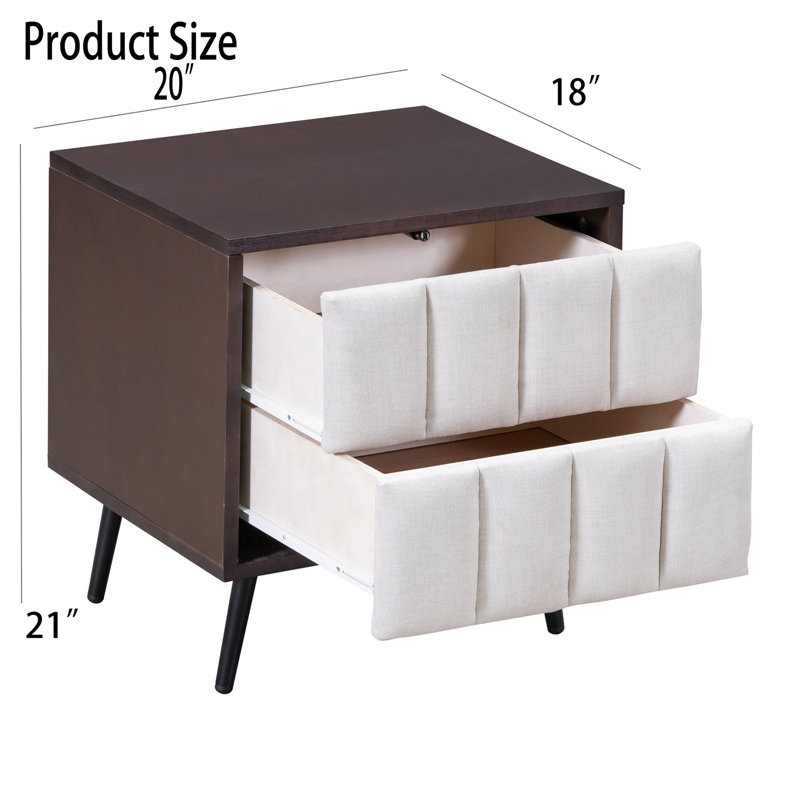 Ensemble de chambre à coucher 3 pièces, Noyer / beige, Double