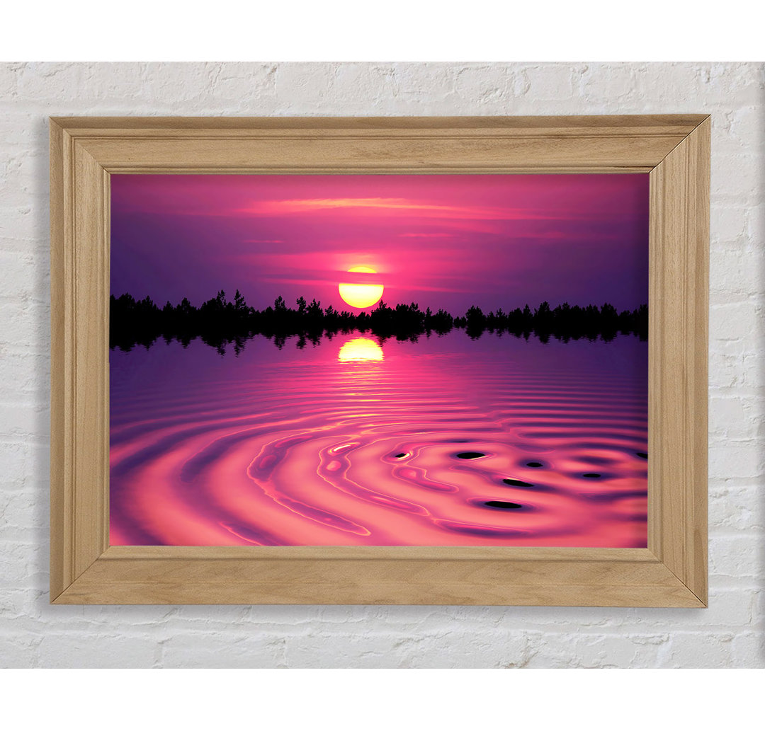 Gerahmtes Leinwandbild Pink Sunset Lake Swirl