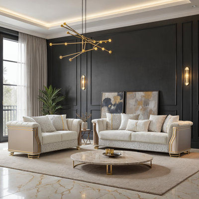Dunleavy 2PC Living Room Set Cream