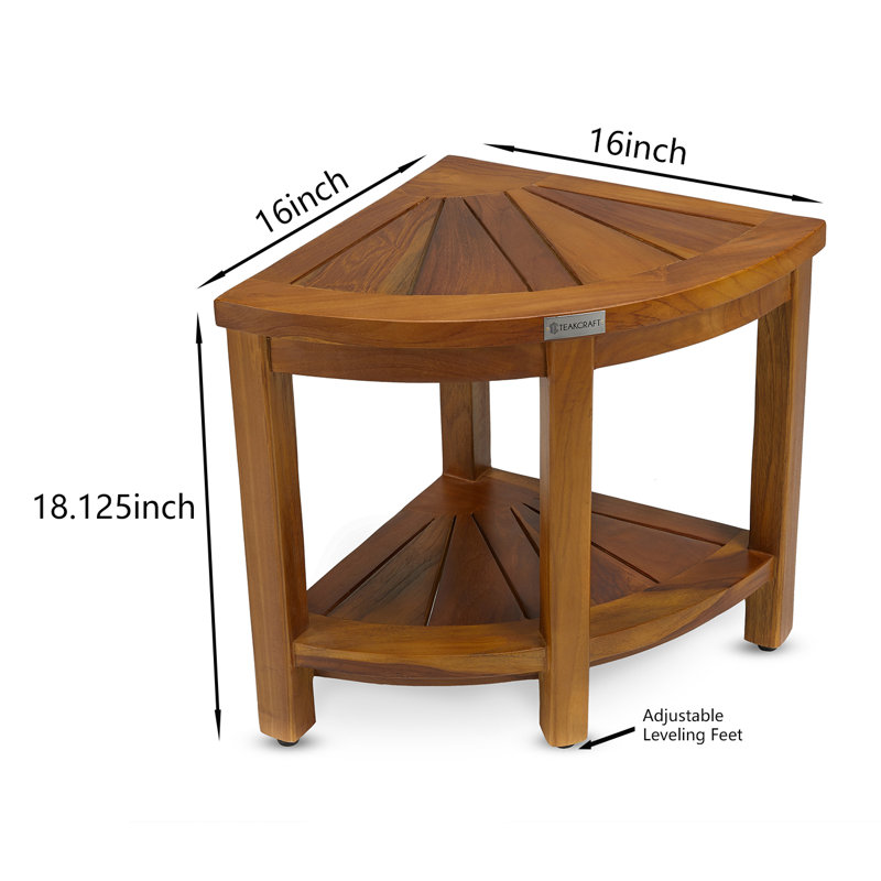 16'' W Teak Corner Shower Bench
